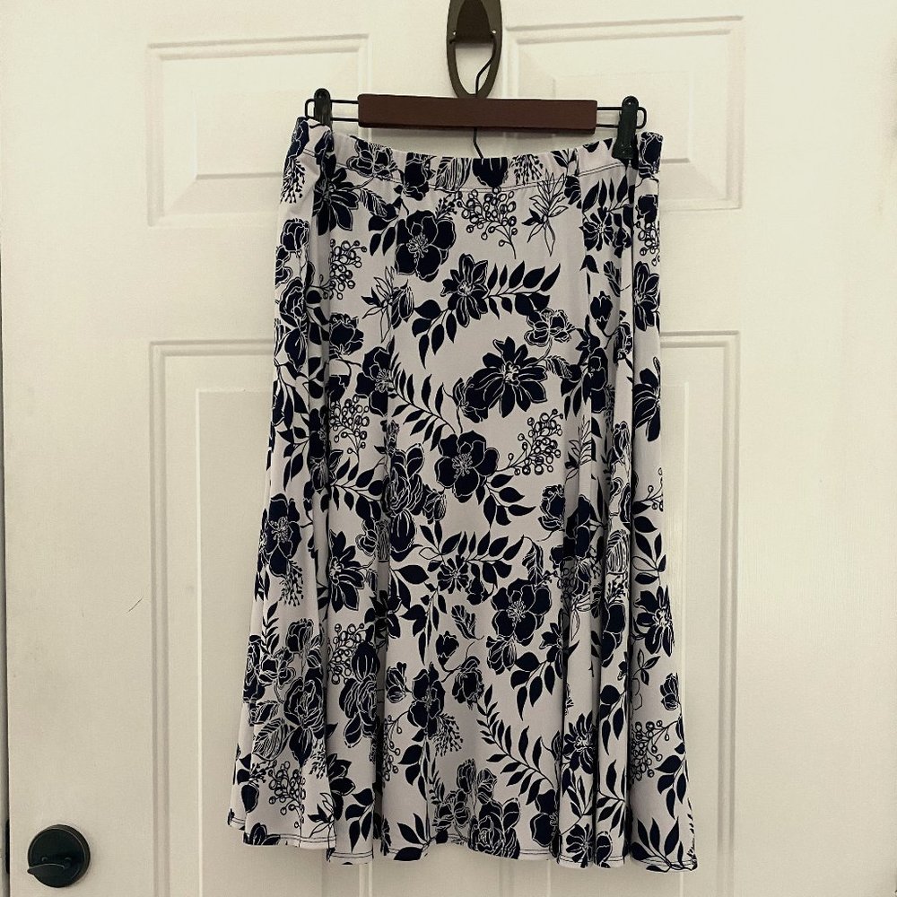 Women's Skirt - Susan Graver, Size L, Blue/White